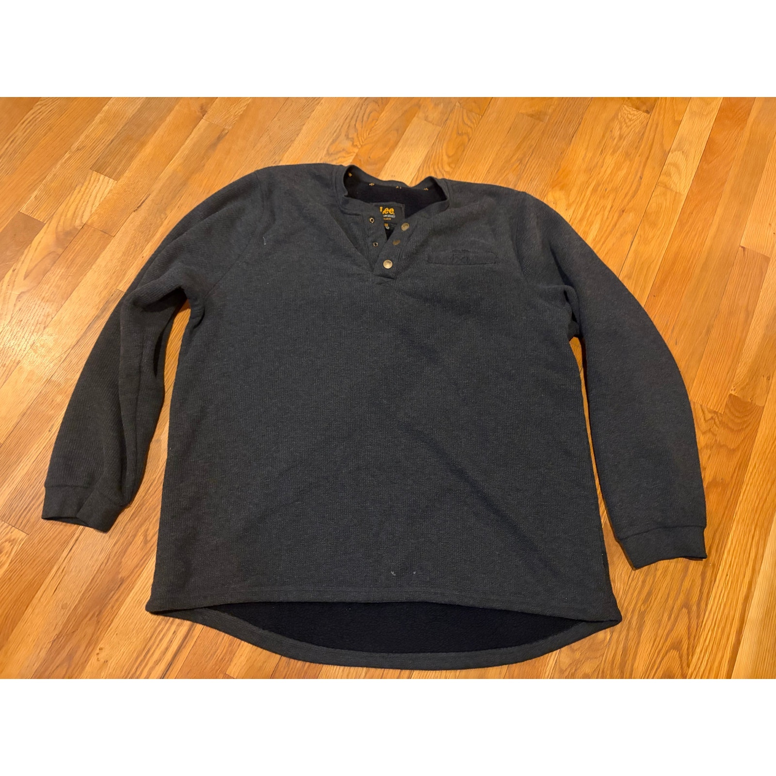 Vintage Lee Mens Xxl Fleece Lined Long Sleeve Thermal Work Shirt